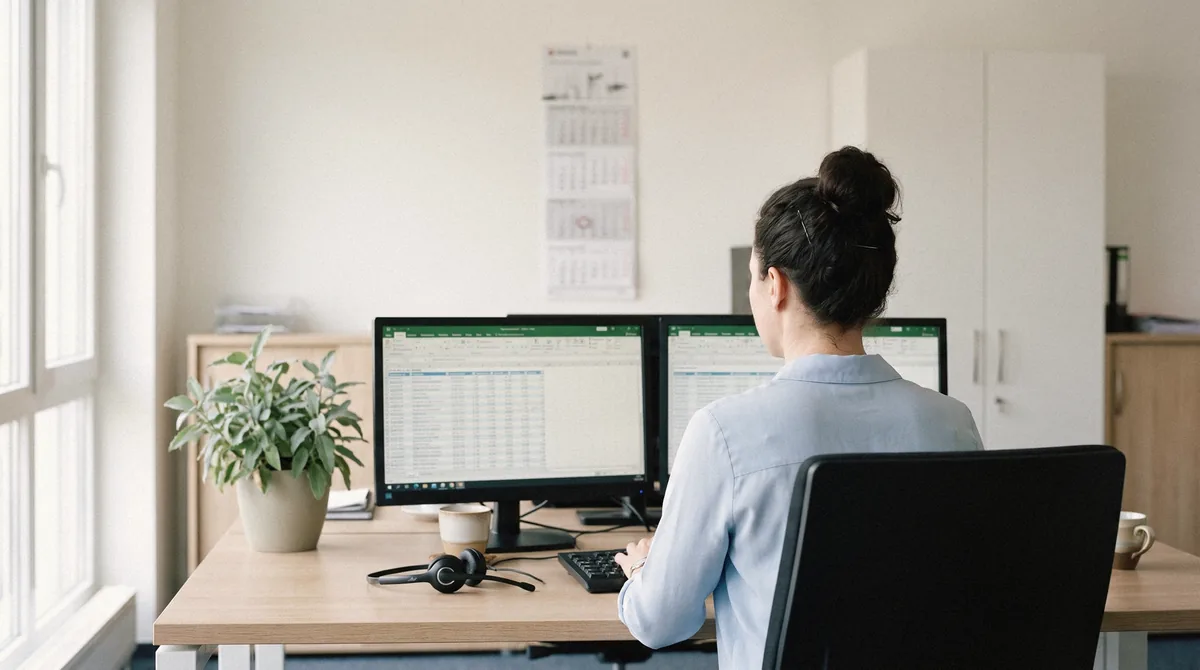 Arbeitsplatz mit zwei Bildschirmen
